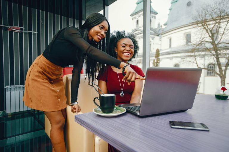 two business woman in a cafe